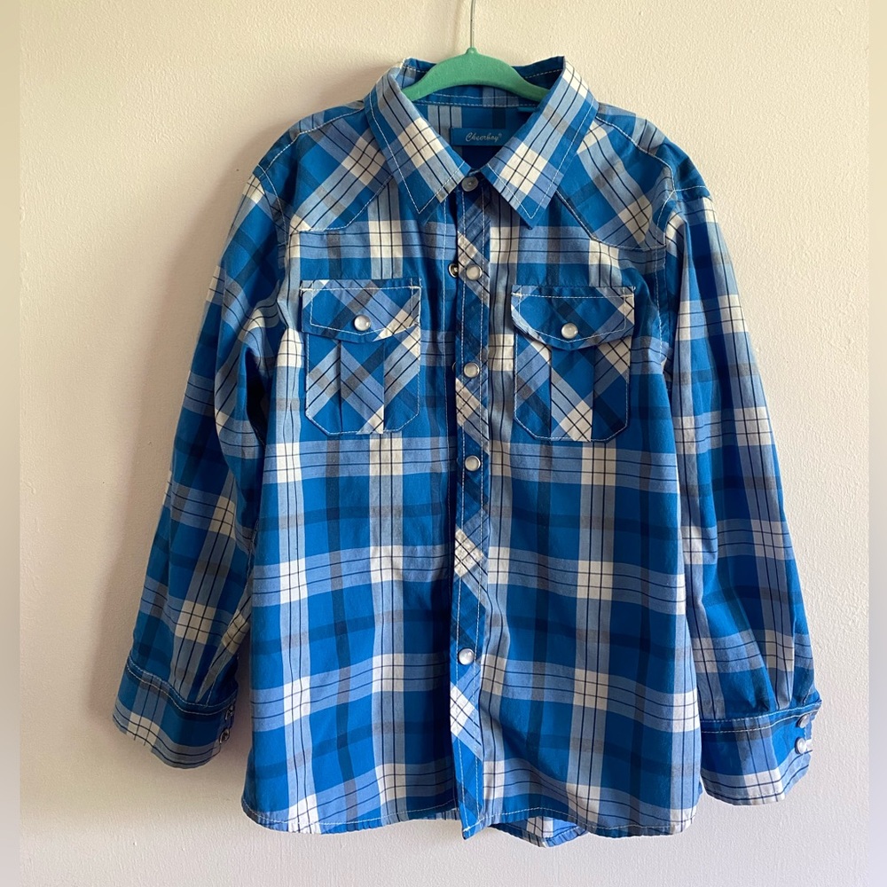 Boys size 6 - Western Long Sleeve Snap Plaid Button-Down Shirt